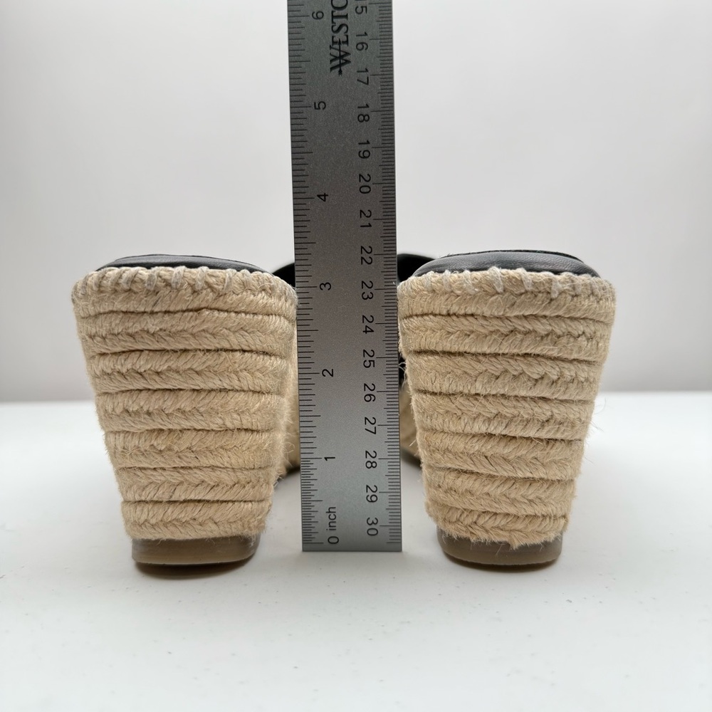 NIB SoftWalk Sz 9N Women's Hastings Jute Platform Wedge Sandal Suede Black - Picture 7 of 10